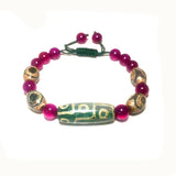Tibetan Agate DZI Green Khaki 9 Eyes Lucky Bracelet