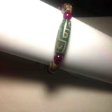 Tibetan Agate DZI Green Khaki 9 Eyes Lucky Bracelet