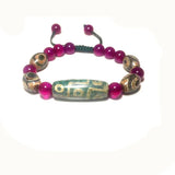 Tibetan Agate DZI Green Khaki 9 Eyes Lucky Bracelet