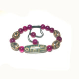 Tibetan Agate DZI Green Khaki 9 Eyes Lucky Bracelet