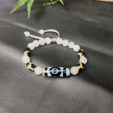 Tibetan Lucky 3 Eyes DZI Agate Beads Bracelet