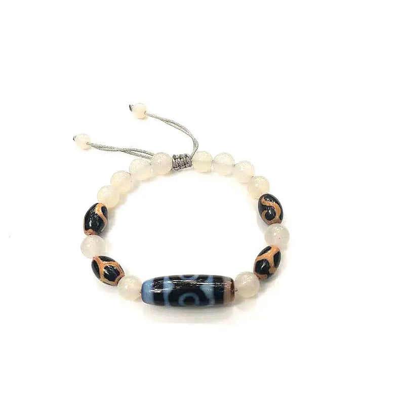 Tibetan Lucky 3 Eyes DZI Agate Beads Bracelet