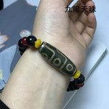 Tibetan Nine-Eyed Dzi Bracelet Sardonyx Bead Men's Women's Agate Buddhist