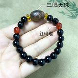 Tibetan Nine-Eyed Dzi Bracelet Sardonyx Bead Men's Women's Agate Buddhist