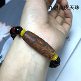 Tibetan Nine-Eyed Dzi Bracelet Sardonyx Bead Men's Women's Agate Buddhist