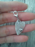Tibetan Silver Heart Keychain Necklace Pendant DIY Jewelry 50pcs
