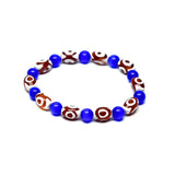 Tibetan 8*12mm Agate DZI Beads 3 Eyes Red/White Cat's Eye Bracelet