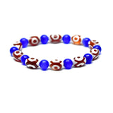 Tibetan 8*12mm Agate DZI Beads 3 Eyes Red/White Cat's Eye Bracelet