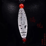 Tibetan-style Dzi Beads Necklace Crystal Carved Pendant Lady Amulet Jewelry