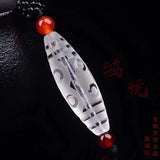 Tibetan-style Dzi Beads Necklace Crystal Carved Pendant Lady Amulet Jewelry