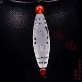 Tibetan-style Dzi Beads Necklace Crystal Carved Pendant Lady Amulet Jewelry