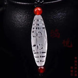 Tibetan-style Dzi Beads Necklace Crystal Carved Pendant Lady Amulet Jewelry