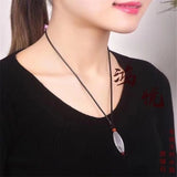 Tibetan-style Dzi Beads Necklace Crystal Carved Pendant Lady Amulet Jewelry