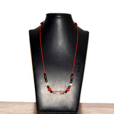 Tibetan Crystal Engraved dZi Necklace Ladies Jewelry Adjustable Clavicle Chain