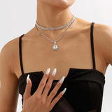 Tidal Current Droplet Pendant Chain Rhinestone Necklace
