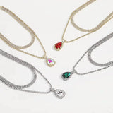 Tidal Current Droplet Pendant Chain Rhinestone Necklace