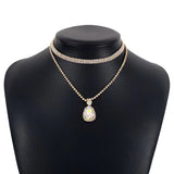 Tidal Current Droplet Pendant Chain Rhinestone Necklace