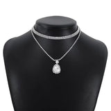 Tidal Current Droplet Pendant Chain Rhinestone Necklace