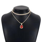 Tidal Current Droplet Pendant Chain Rhinestone Necklace