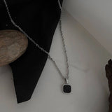 Hip-hop Square Pendant Necklace Stainless Steel Accessories