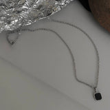 Hip-hop Square Pendant Necklace Stainless Steel Accessories