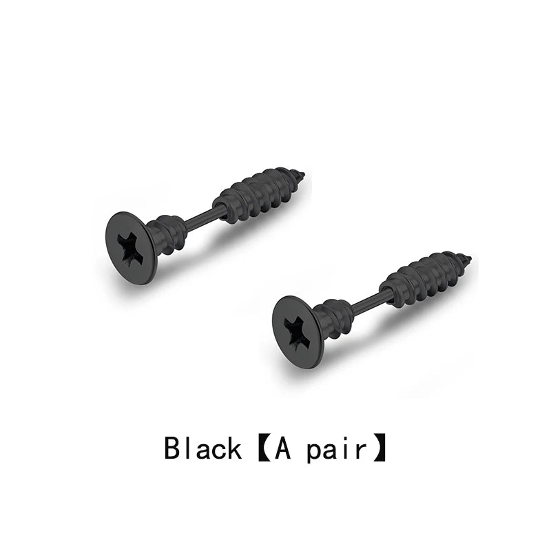 Tide Unique Screw Stud Earrings False Puncture Hot Selling / Silver Earrings