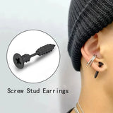 Tide Unique Screw Stud Earrings False Puncture Hot Selling / Silver Earrings