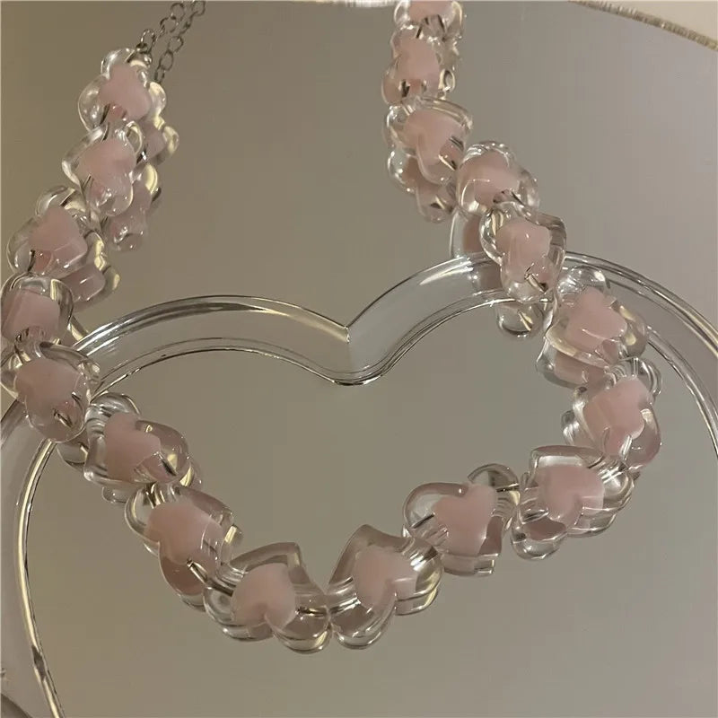 Transparent Acrylic Love Necklace Sweet Clavicle Chain