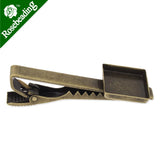 Square Bezel Tie Clip Bar, Antique Bronze, 51mm, 20pcs/lot