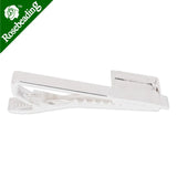 Square Bezel Tie Clip Bar, Brass Filled, Silver Plated