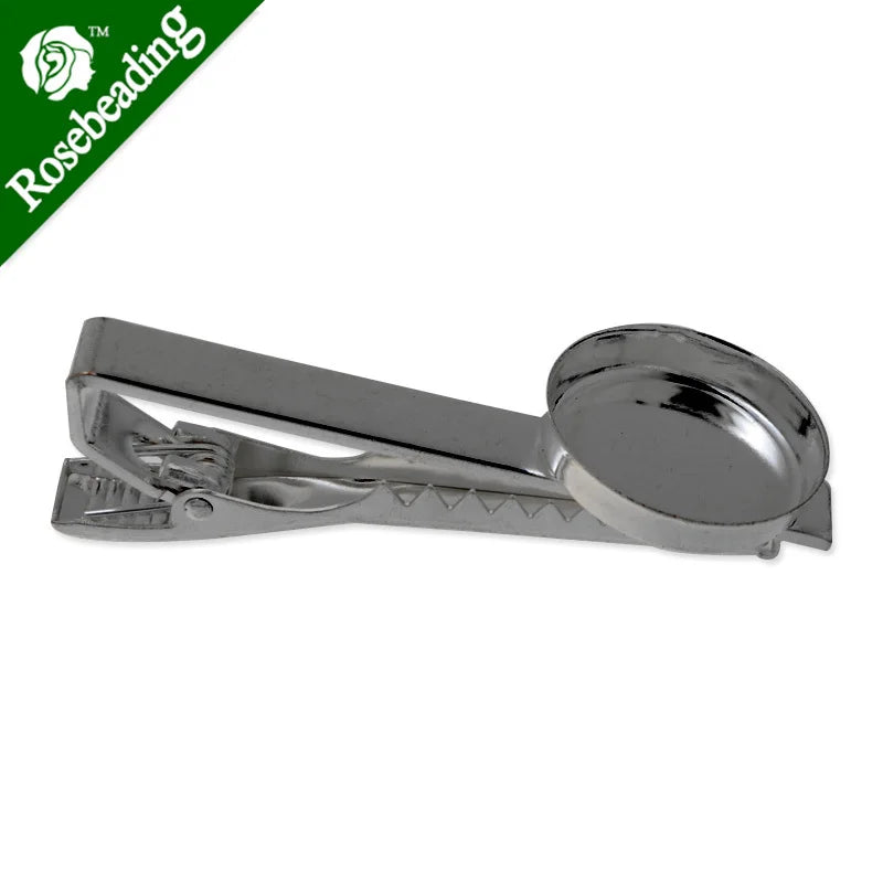 Gun Metal Tie Clip Bar with 18mm Bezel, Set of 10