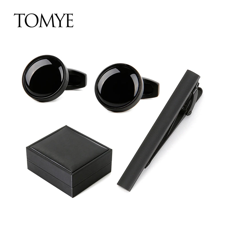 Formal Business Dress Shirt Cuff Links with Tie Clip Set