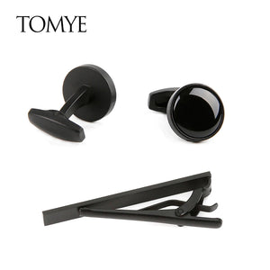 Formal Business Dress Shirt Cuff Links with Tie Clip Set