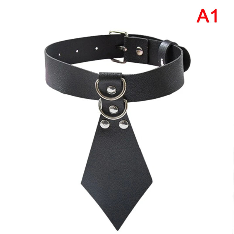 Leather Choker Necklace Bondage Gothic Belt Punk Rock Accessory