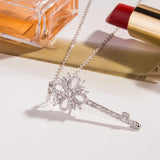 925 Silver Key Diamond Necklace High-End Craftsmanship