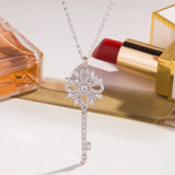925 Silver Key Diamond Necklace High-End Craftsmanship
