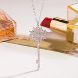 925 Silver Key Diamond Necklace High-End Craftsmanship
