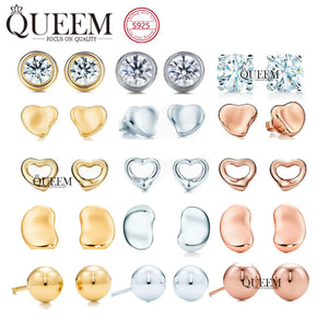 S925 Sterling Silver Zircon Peas Earrings Female Jewelry Craftsmanship