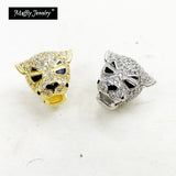 925 Silver Tiger Beads Golden With Zircon Stones for Bracelets