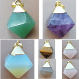 Tiger Eye Aventurine Opal Carnelian Hexagon Pendant Bead