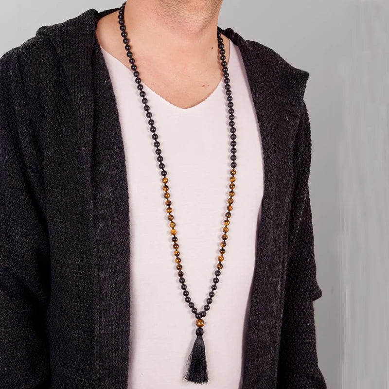Tiger Eye Bead Bracelet Vintage Agate Bead Amulet Natural Gemstone Necklace