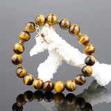 Tiger Eye Beads Bracelets 10mm Beaded Rope Chain Natural Stone Cross Men Jewelry