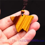 Tiger Eye Butterfly Pendant Jade Necklace Gemstone Amulet Charm