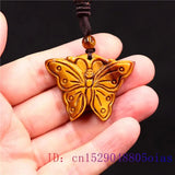Tiger Eye Butterfly Pendant Jade Necklace Gemstone Amulet Charm