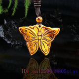 Tiger Eye Butterfly Pendant Jade Necklace Gemstone Amulet Charm
