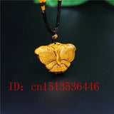 Tiger Eye Jade Stone Butterfly Pendant Necklace Charm Jewelry Amulet