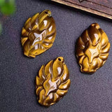 Tiger Eye 9 Tailed Fox Pendant Necklace Chinese Jade Amulet Charm