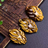 Tiger Eye 9 Tailed Fox Pendant Necklace Chinese Jade Amulet Charm