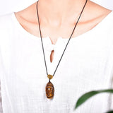 Tiger Eye GuanYin Pendant Buddha Necklace For Men Women