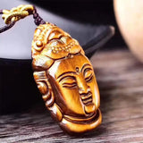 Tiger Eye GuanYin Pendant Buddha Necklace For Men Women